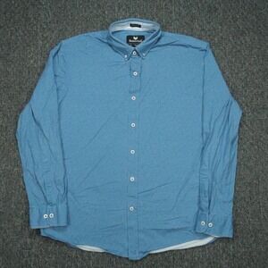 Buttercloth Shirt Mens Extra Large Blue Icy Cotton Striped‎ Long Sleeve Button